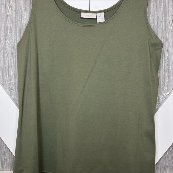 B4.04 Chicos Dress Tank Olive Tank (Chicos 1) 8/M - Picture 3 of 7